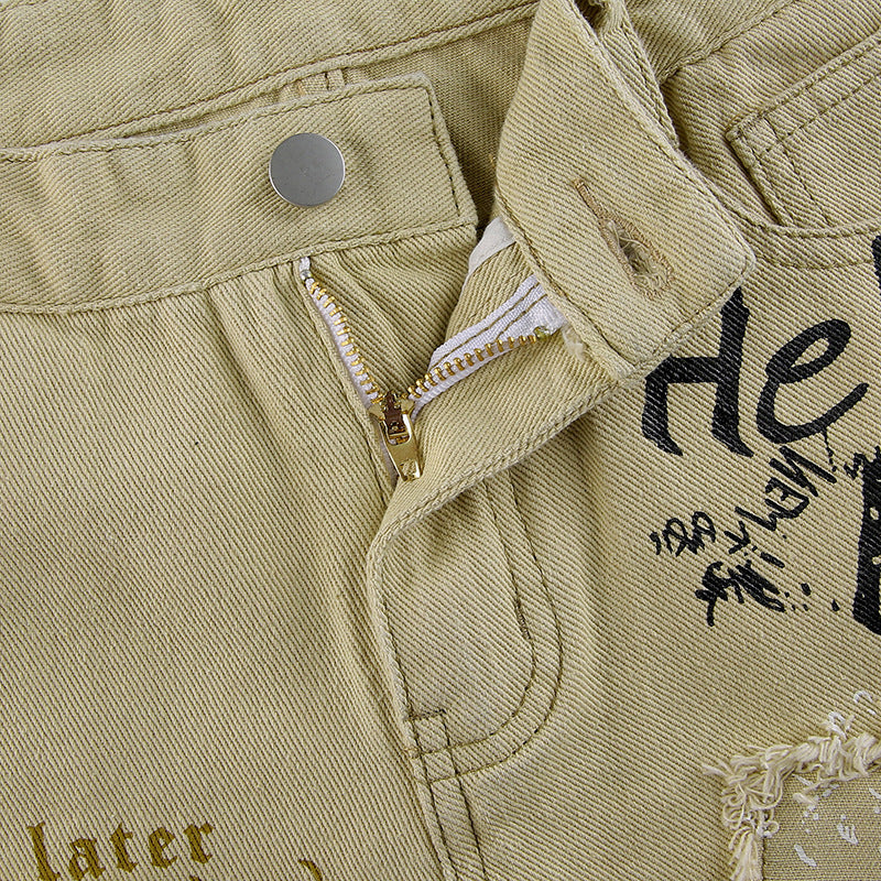 Women's Pants American Style Printed Jeans Skin