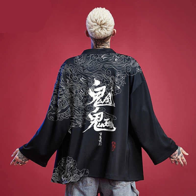 Chinese Style Hundred Ghosts Night Walk Robe Hanfu Male