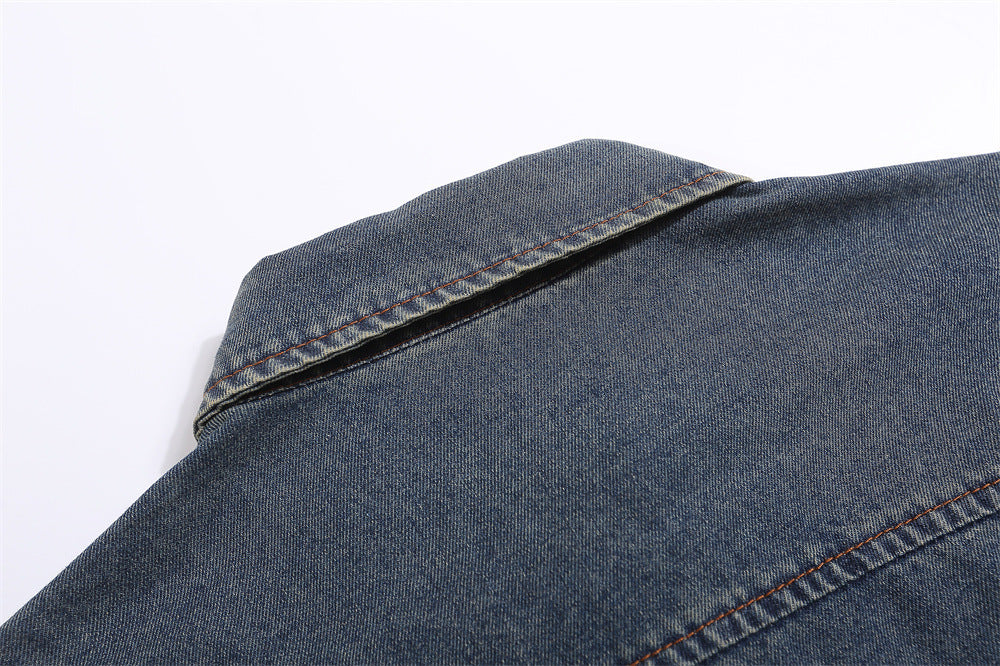 Fashion Punk Denim Short Sleeve Shirt Men