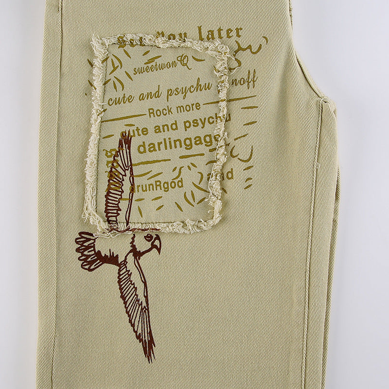 Women's Pants American Style Printed Jeans Skin