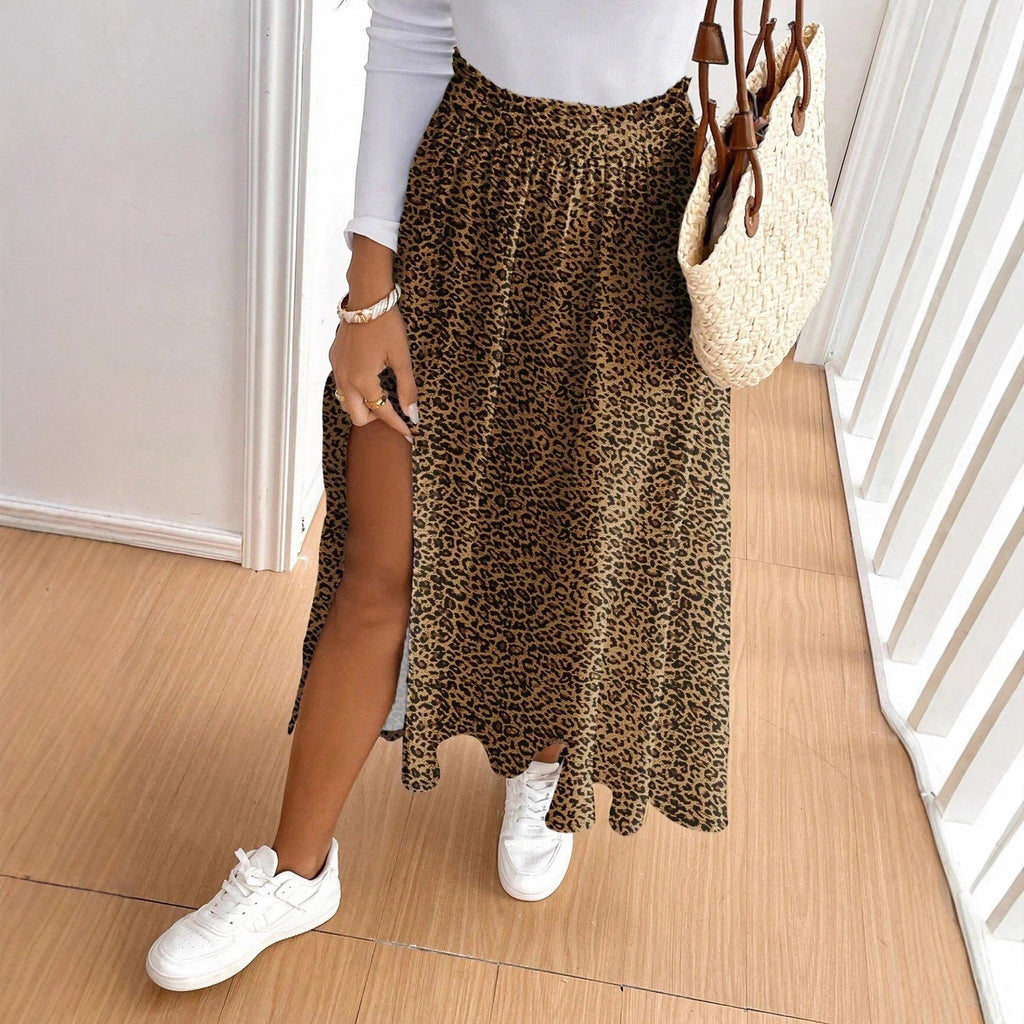 Women's Fashion Floral Split High-waist Long Skirt
