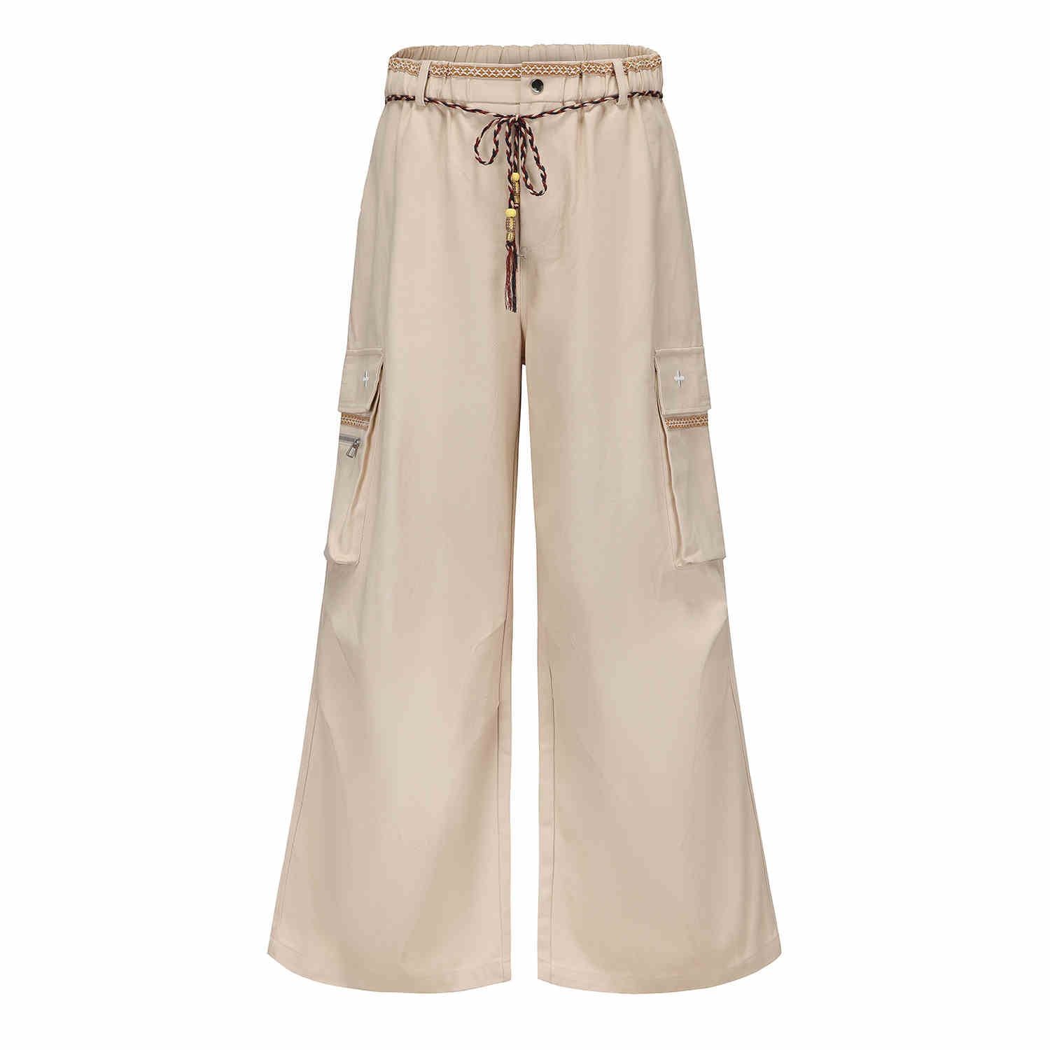 Ribbon Waist Strap Wide-leg Workwear Straight-leg Pants
