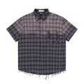 Gradient Short Sleeve Plaid Shirt Men